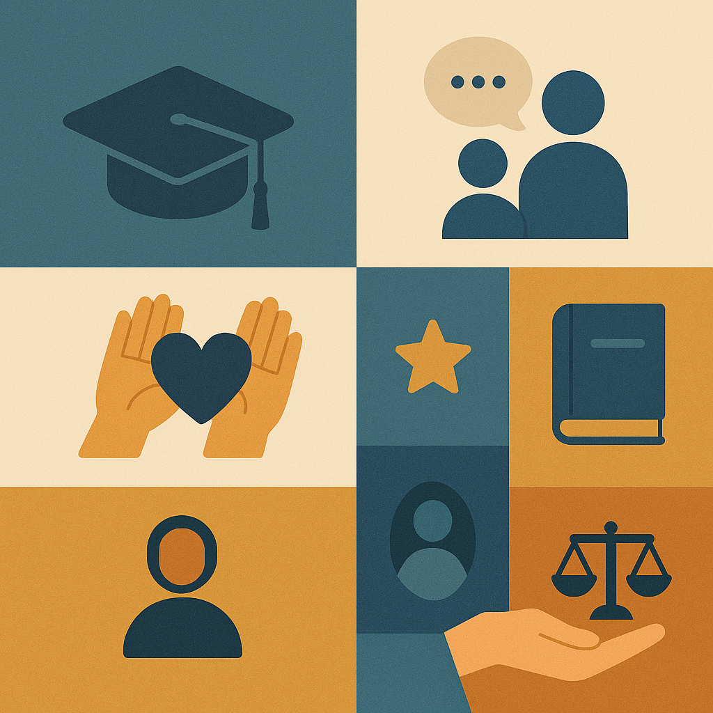 Mosaico con piezas que representan elementos del valor de una terapia 