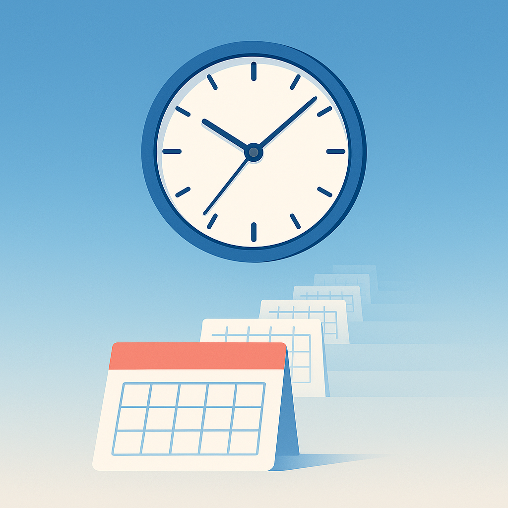  Reloj y calendarios simbolizando el ritmo y duración personalizada del proceso terapéutico.